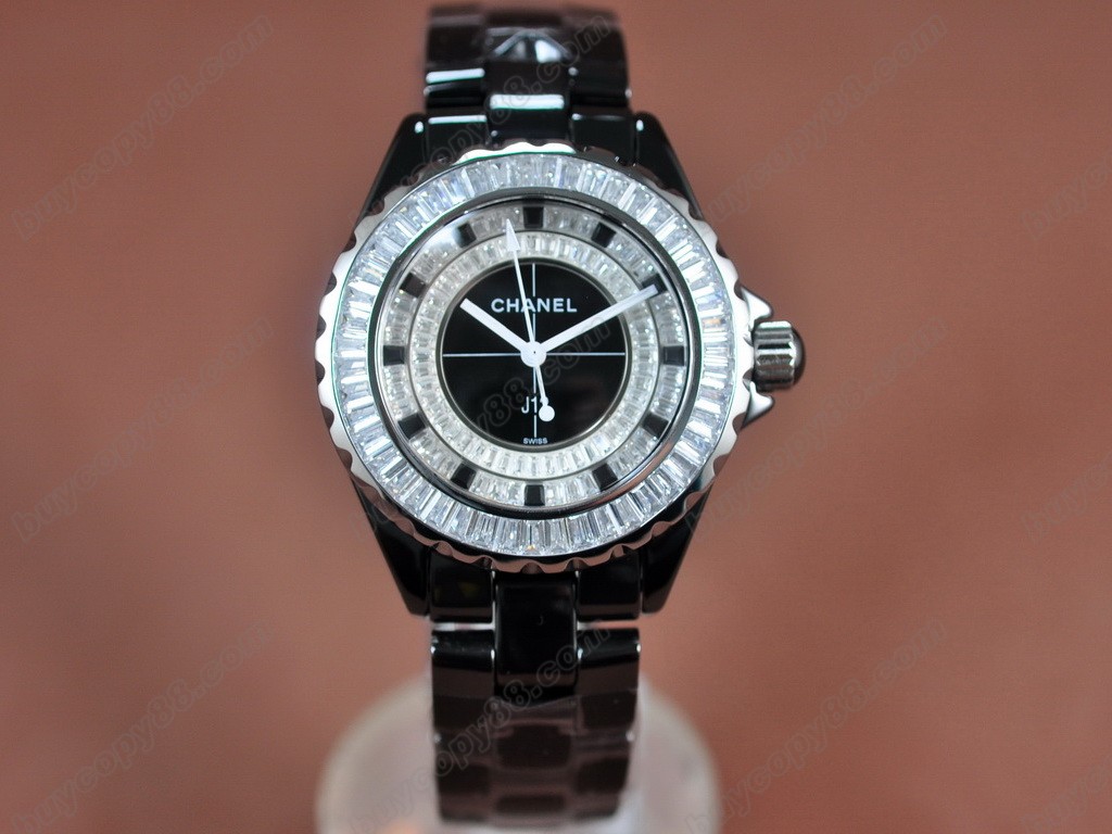 香奈兒【女性用】 J12 Joaillerie Ladies Black/Black/Clear Japanese石英機芯搭載0