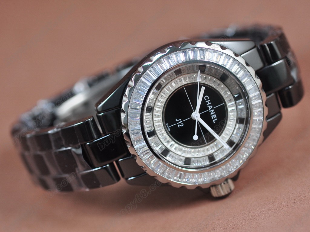 香奈兒【女性用】 J12 Joaillerie Ladies Black/Black/Clear Japanese石英機芯搭載2