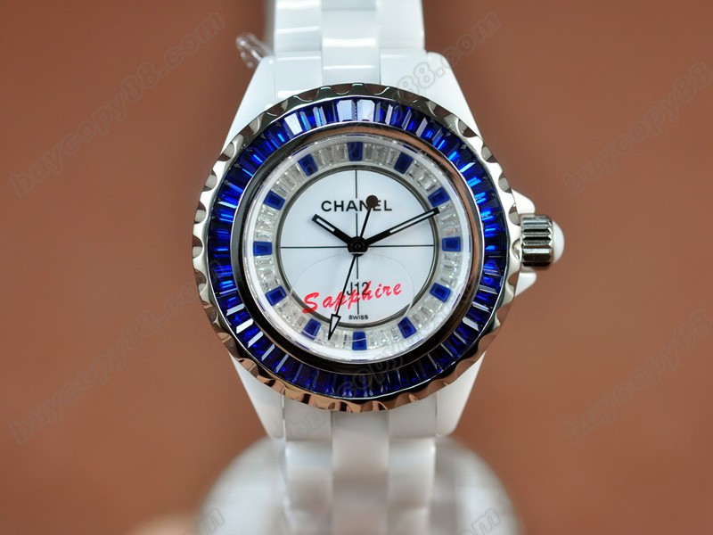 香奈兒【女性用】J12 Joaillerie Ladies White/Blue/BlueJapanese石英機芯搭載1