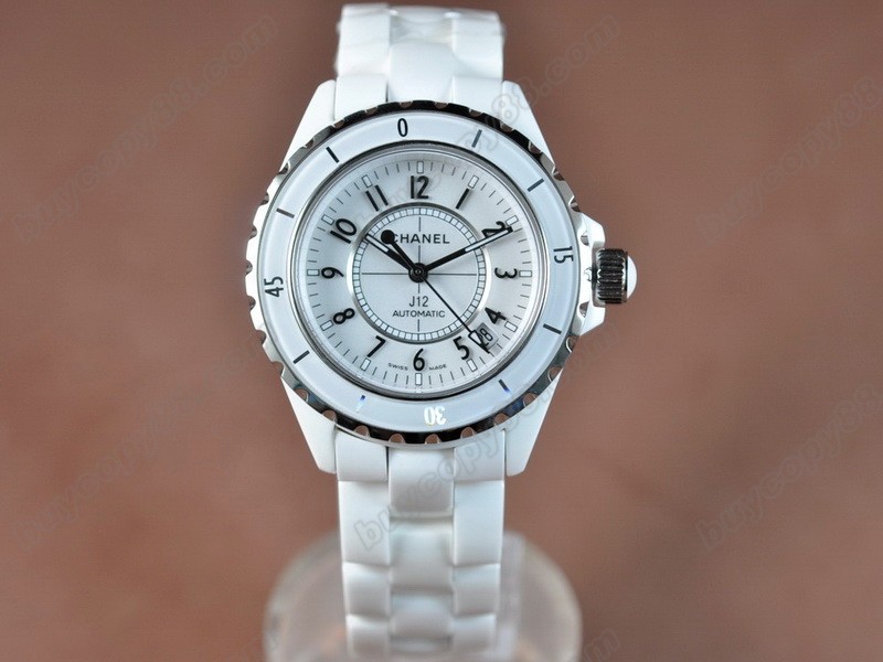 香奈兒【女性用】 J12 White Ceramic Men Swiss Eta  2824-2 自動機芯搭載8