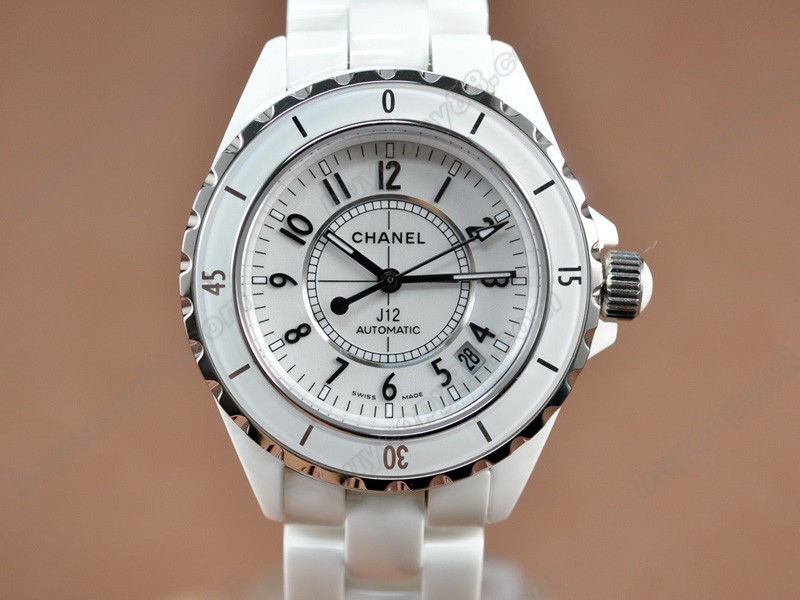 香奈兒【男性用】 J12 White Full Ceramic Swiss Eta 2824-2 自動機芯搭載7