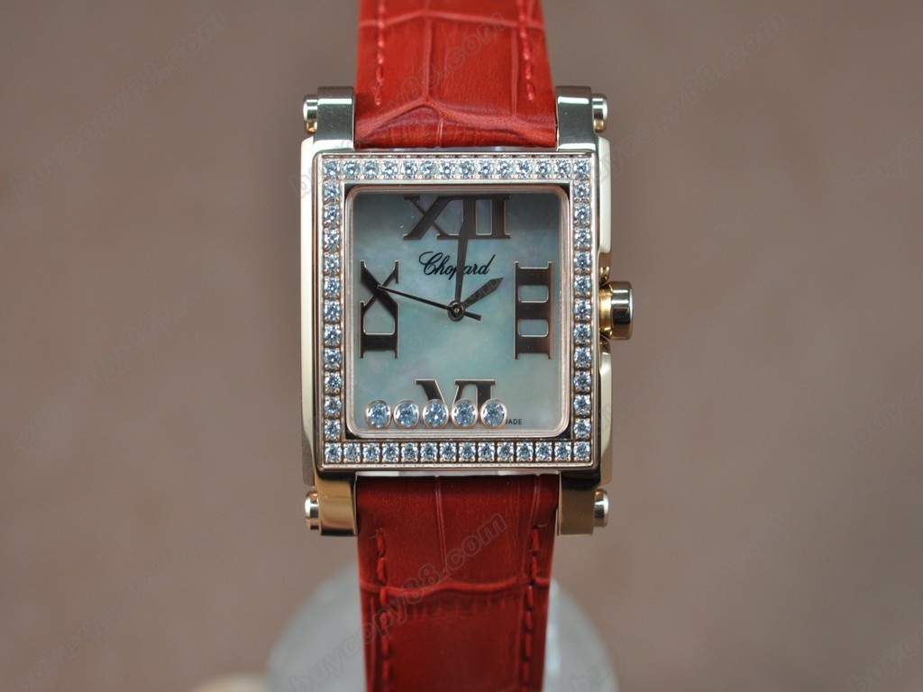 蕭邦錶【女性用】Happy Diamonds Ladies RG Case White Dial Swiss 石英機芯搭載6