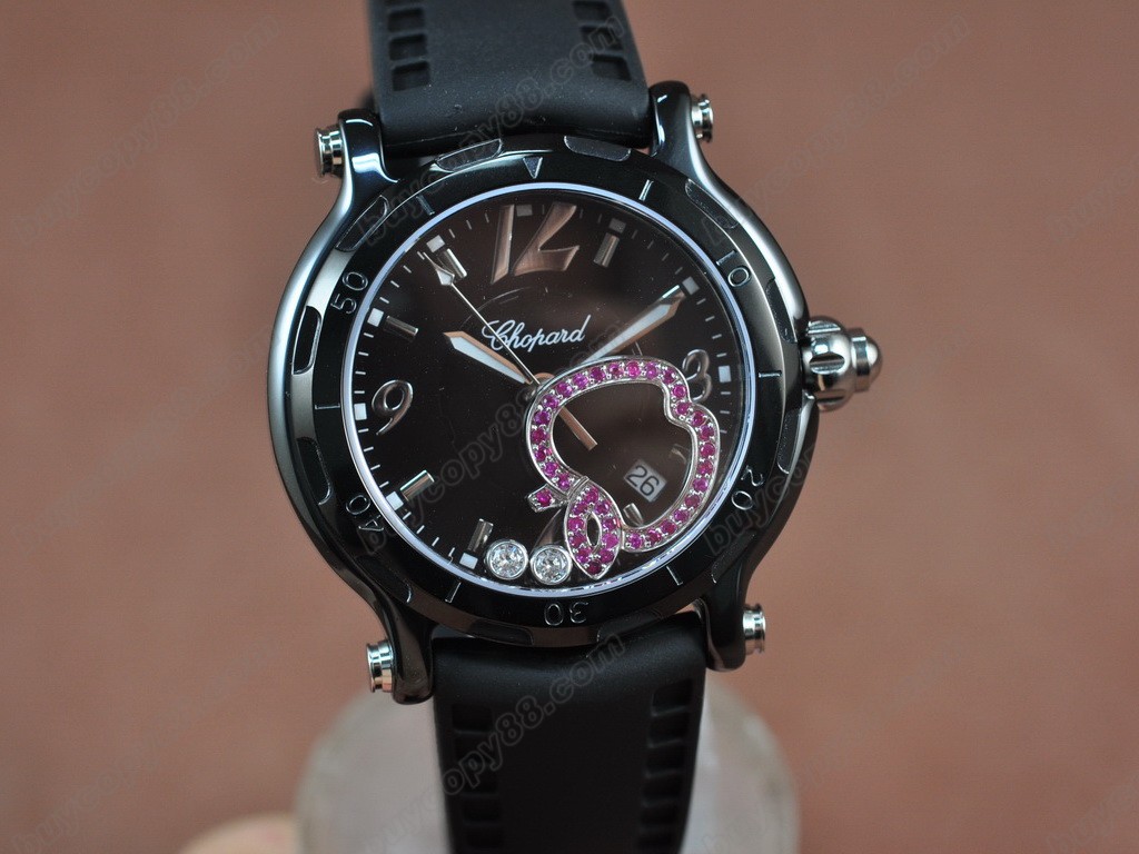 蕭邦錶【女性用】 Happy Sports Ladies Happy Black Ed Ceramic/Blk Swiss石英機芯搭載7