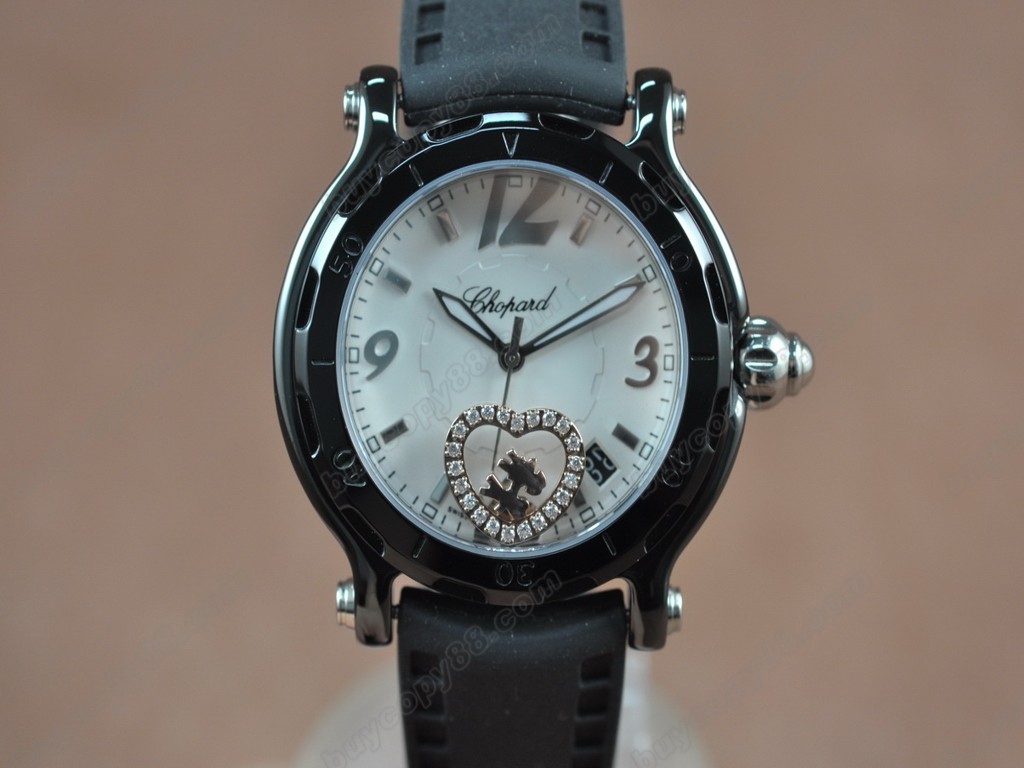 蕭邦錶【女性用】 Happy Sports PVD/LE White dial Swiss 石英機芯搭載6