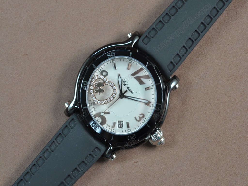 蕭邦錶【女性用】 Happy Sports PVD/LE White dial Swiss 石英機芯搭載5