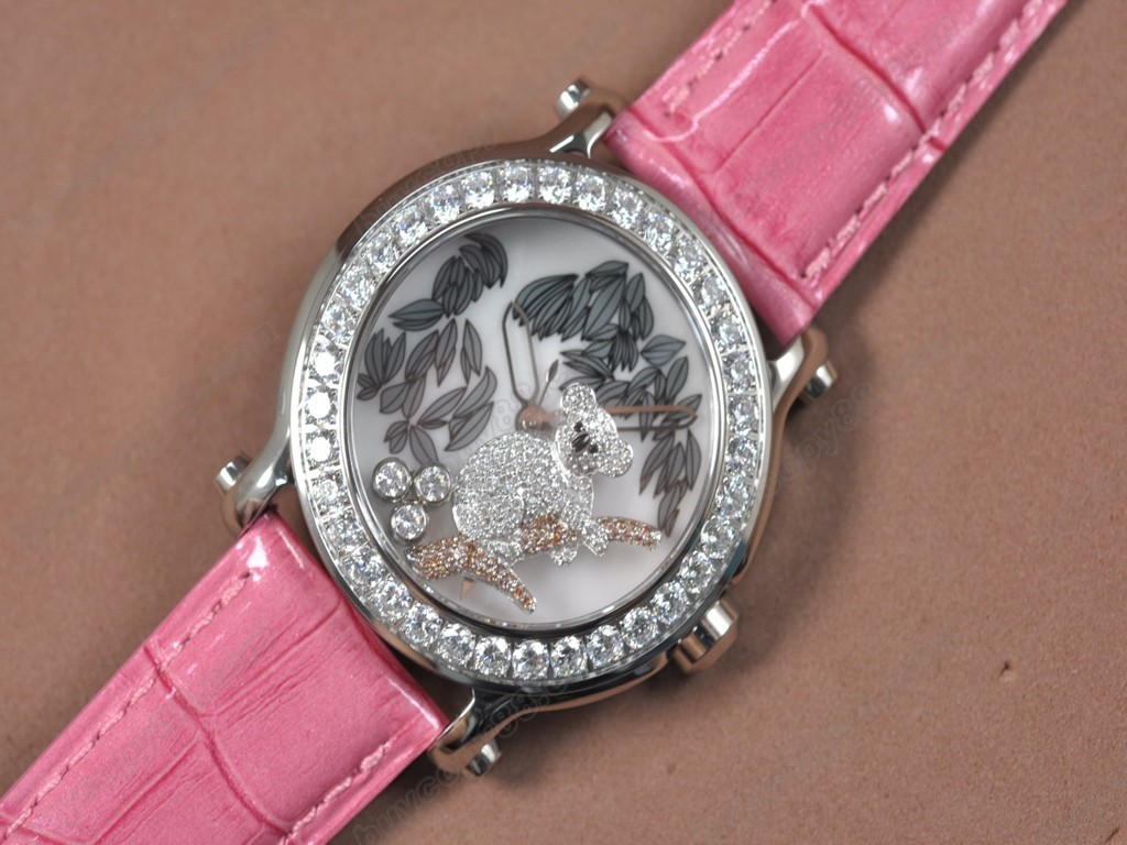 蕭邦錶【女性用】Happy Sports Animal Kingdom SS/LE Diam White Dial Swiss 石英機芯搭載5