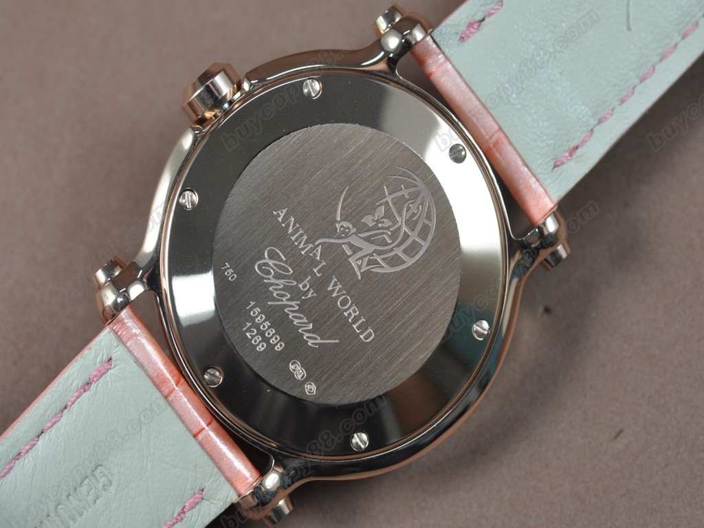 蕭邦錶【女性用】Happy Sports Animal Kingdom RG/LE Diam White Dial Swiss石英機芯搭載4