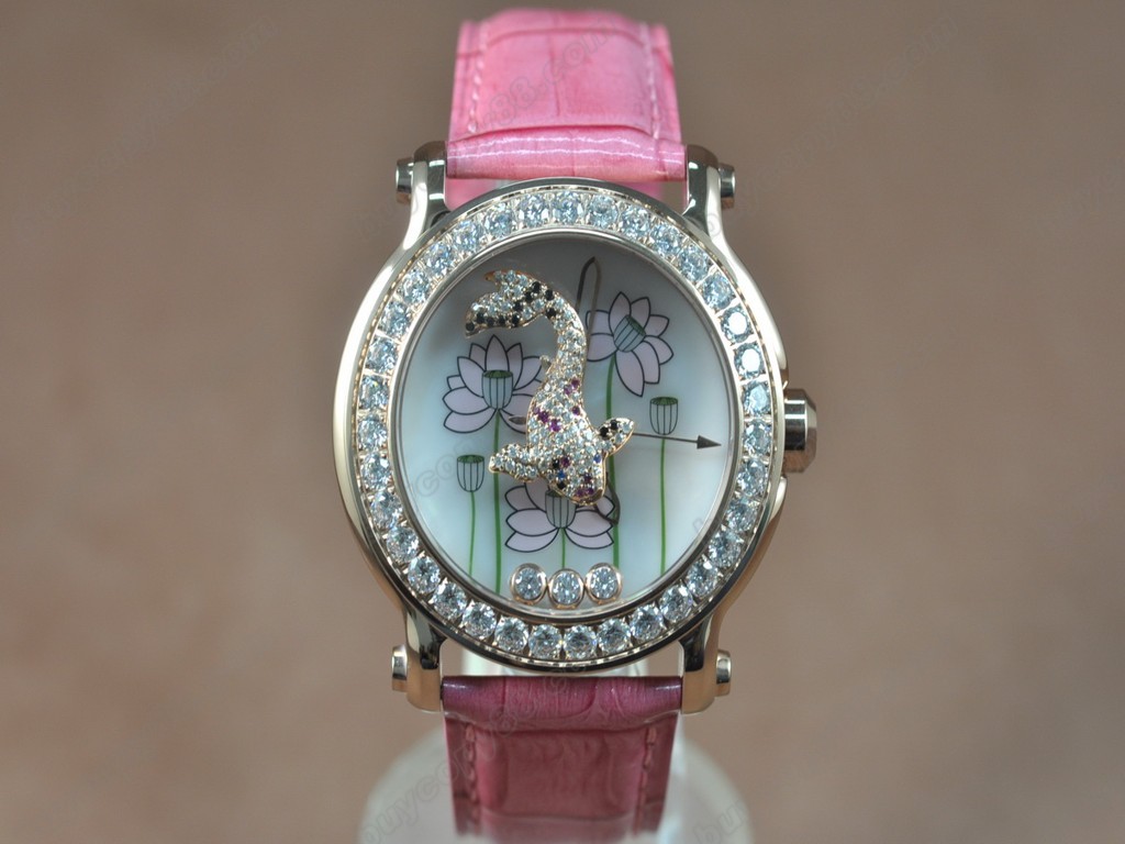 蕭邦錶【女性用】Happy Sports Animal Kingdom RG/LE Diam White Dial Swiss石英機芯搭載0