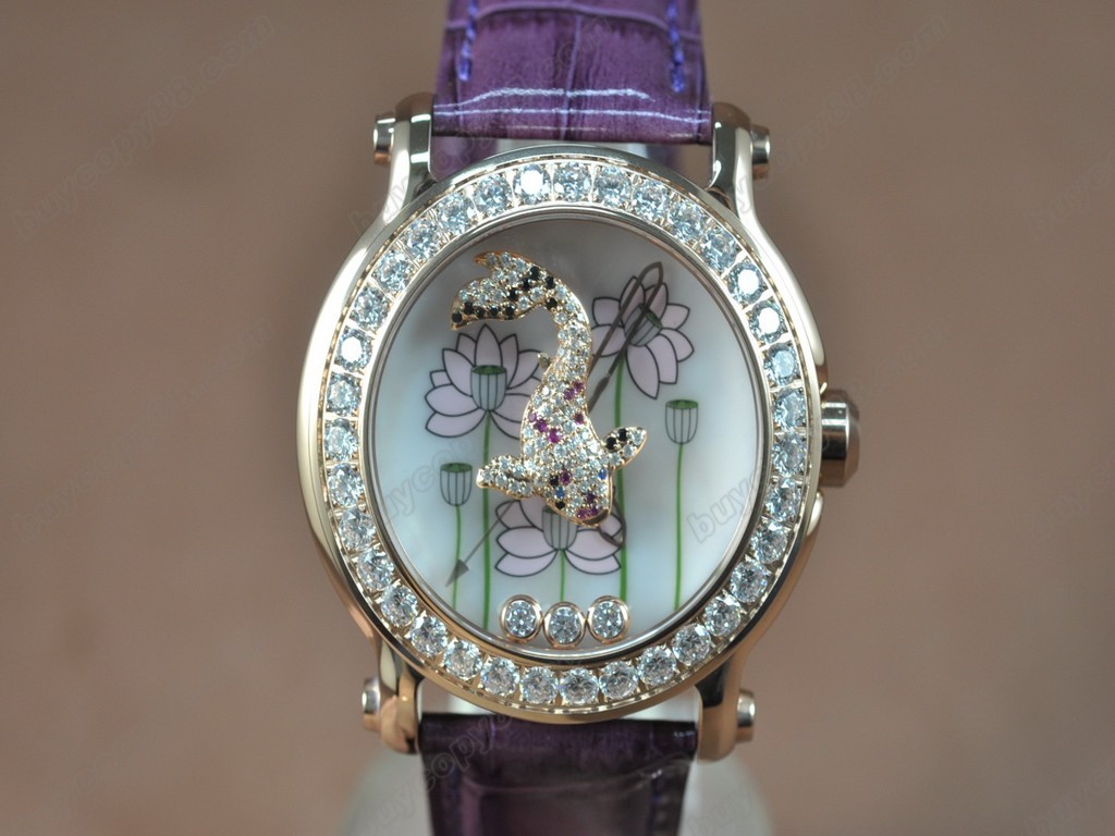 蕭邦錶【女性用】Happy Sports Animal Kingdom RG/LE Diam White Dial Swiss石英機芯搭載6