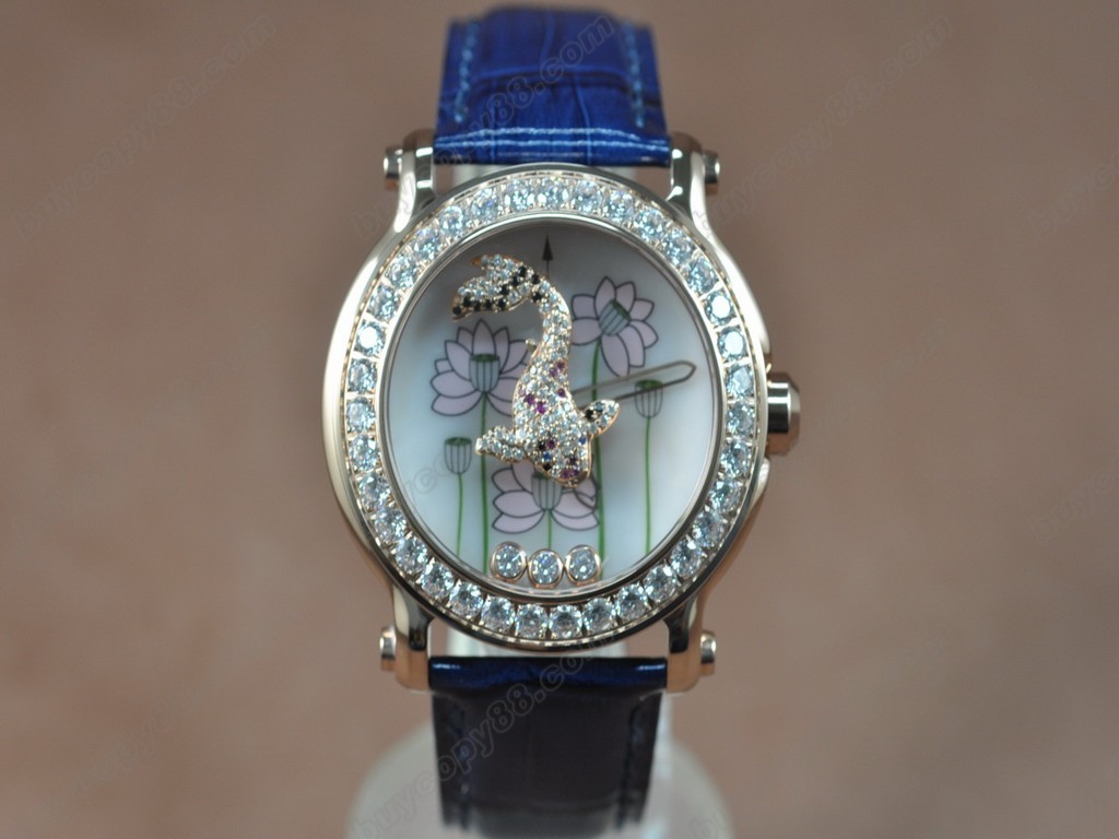 蕭邦錶【女性用】Happy Sports Animal Kingdom RG/LE Diam White Dial Swiss石英機芯搭載0