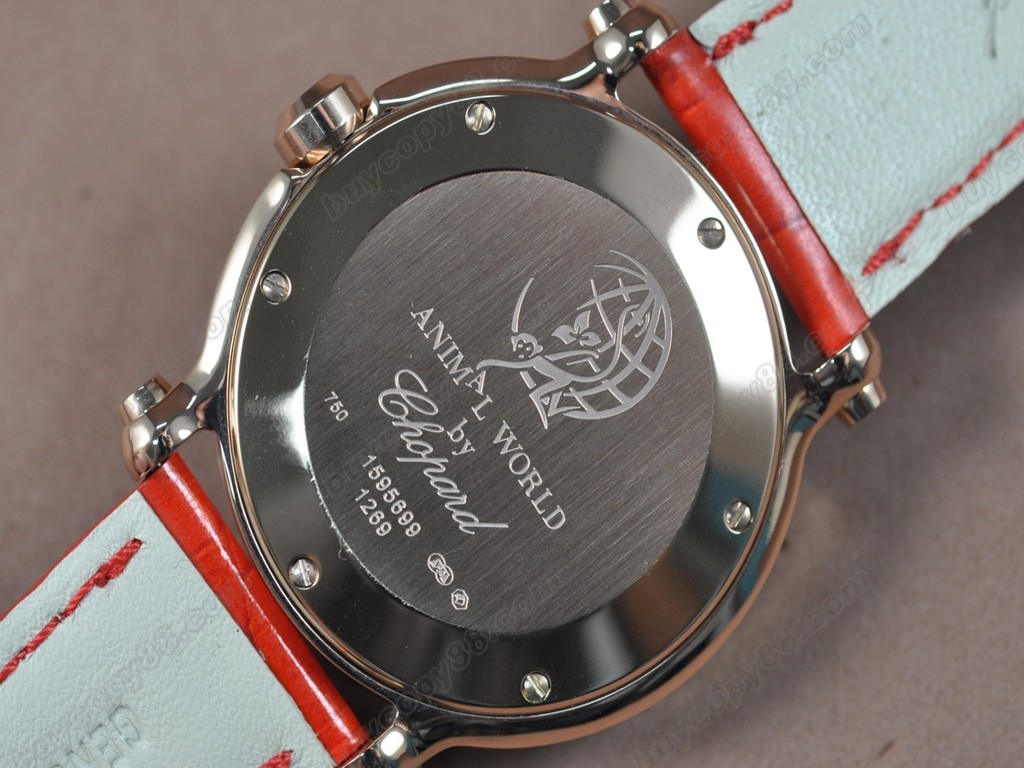 蕭邦錶【女性用】Happy Sports Animal Kingdom RG/LE Diam White Dial Swiss 石英機芯搭載3