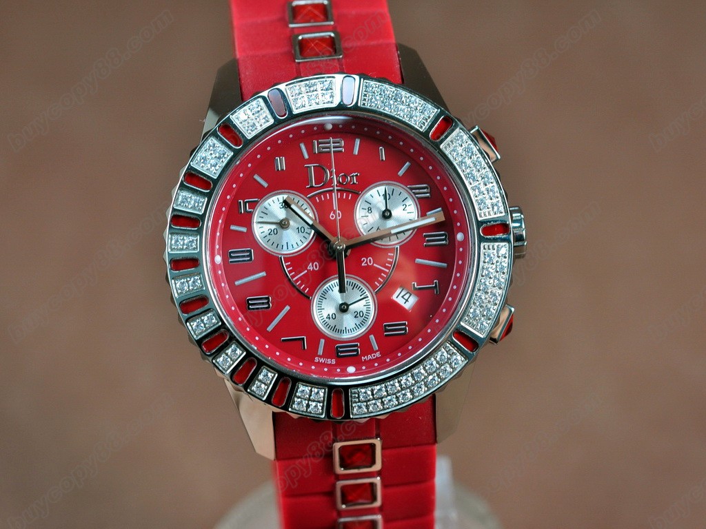 迪奧【男女兼用】 Christal Jewellery Mid SS/RU Red Swiss 石英機芯搭載5