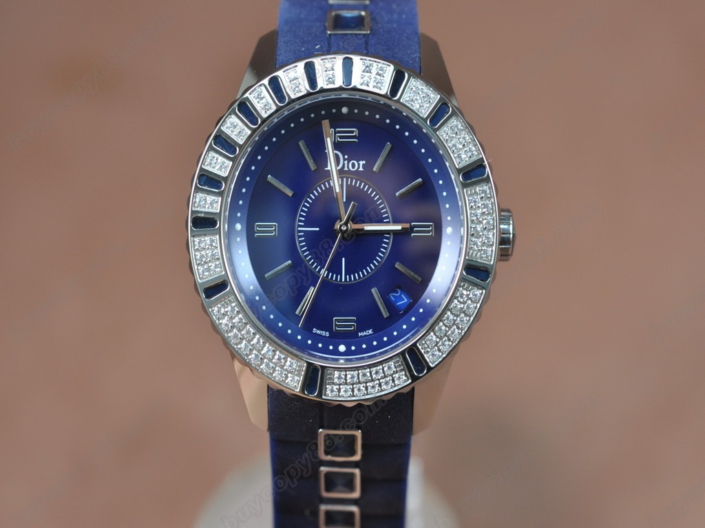 迪奧【男女兼用】Christal Jewellery Mid SS/RU Blue Swiss 石英機芯搭載10