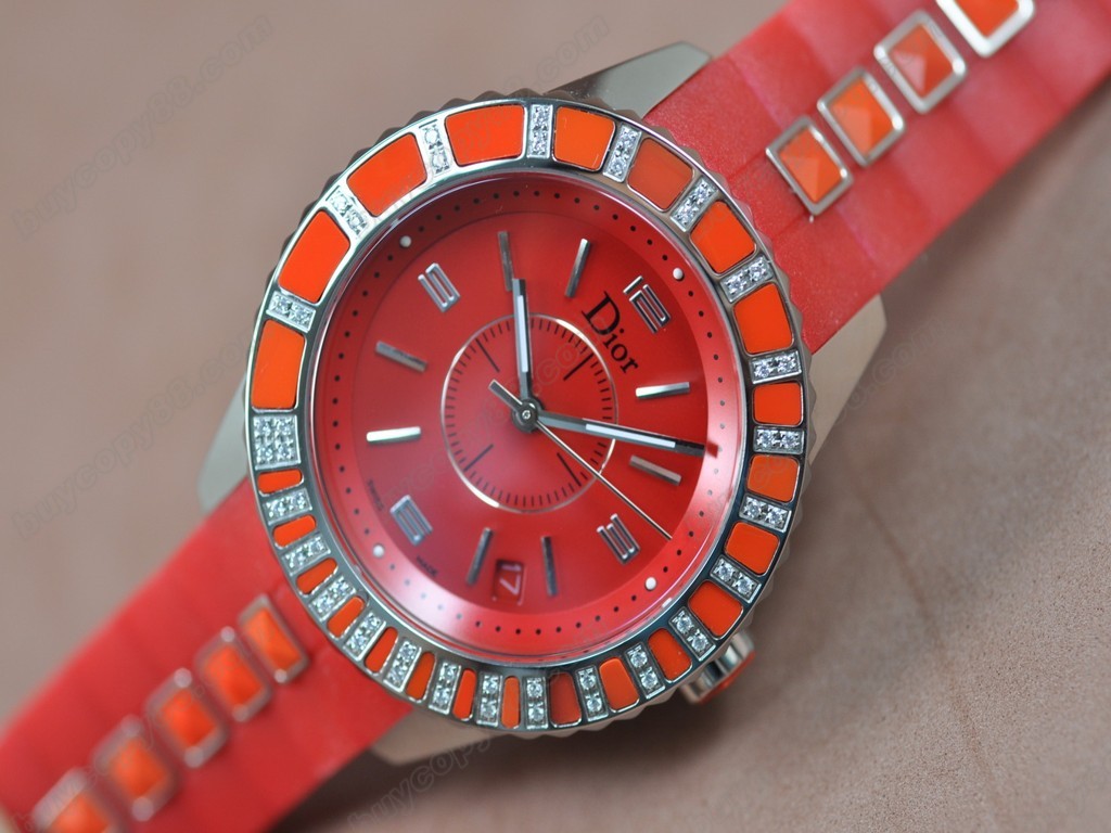 迪奧【男女兼用】 Christal Jewellery Mid SS/RU Red Swiss 石英機芯搭載2