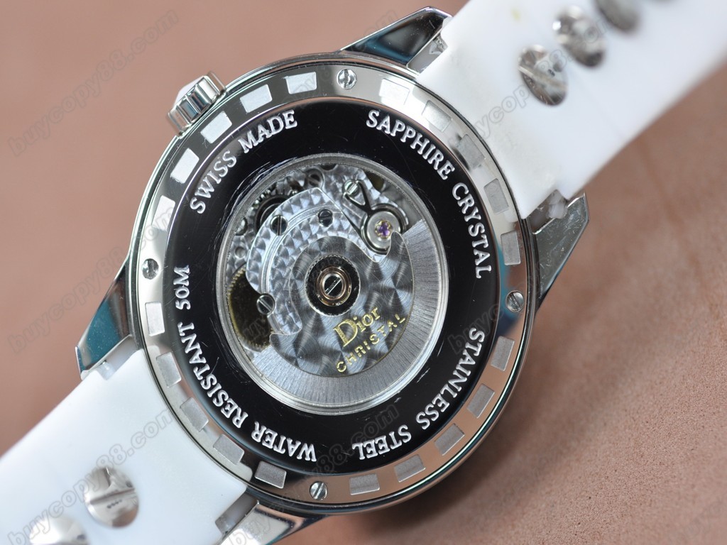 迪奧【男女兼用】Christal Jewellery Mid SS/RU White Swiss Eta 2824-2 自動機芯搭載7