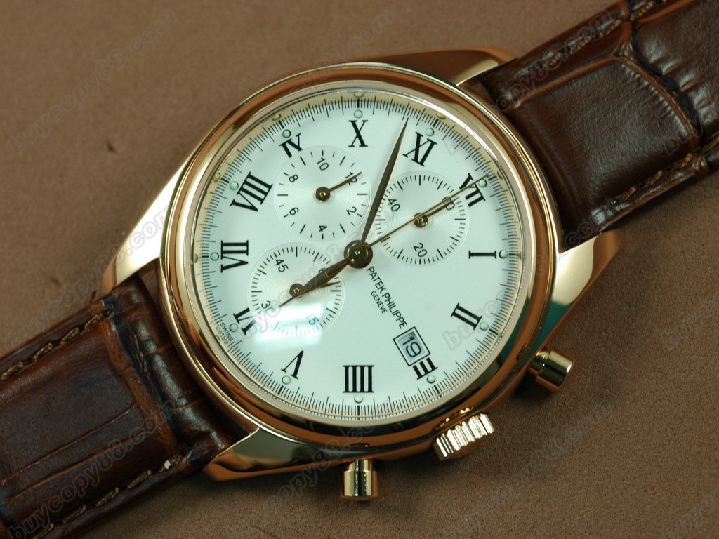 百達翡麗【男性用】 Classics Complications RG Case White Dial Brown Strap Japanese 0S 20 石英機芯搭載0