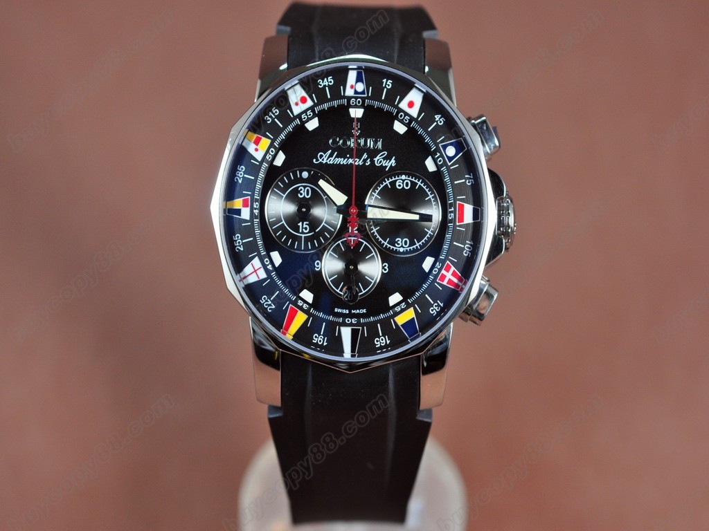 崑崙錶 【男性用】 Admiral's Cup Chronograph SS/RU Black Asia 7750 自動機芯搭載4