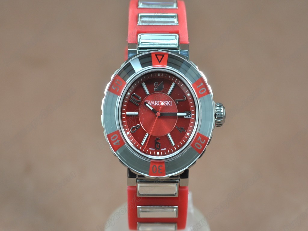 施華洛世奇【男性用】SS/RU Red dial Swiss石英機芯搭載4