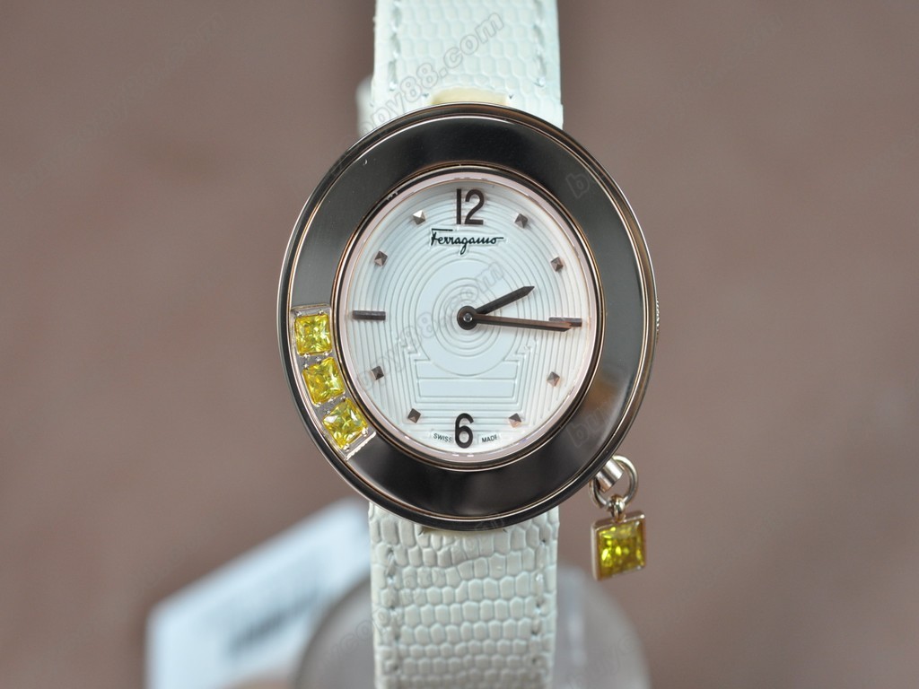 菲拉格慕【女性用】Ladies RG/LE White MOP Dial Swiss石英機芯搭載4