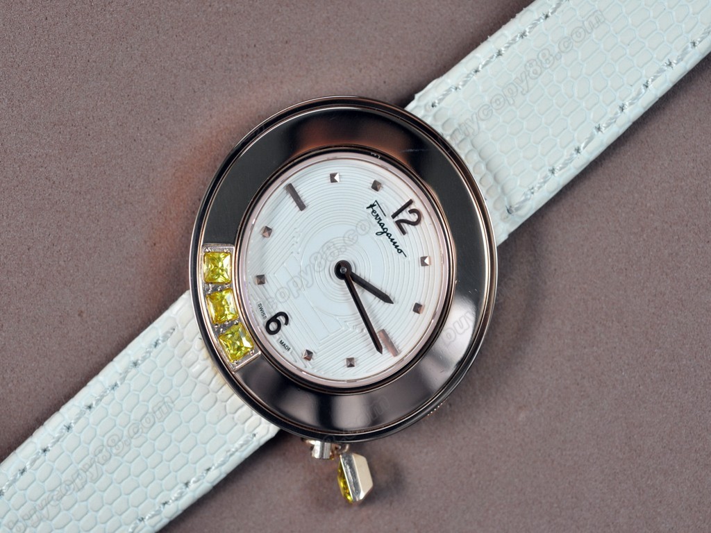 菲拉格慕【女性用】Ladies RG/LE White MOP Dial Swiss石英機芯搭載6