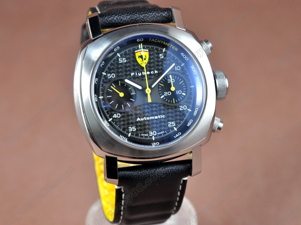 法拉利【男性用】Scuderia FER 00014 Flyback Chrono SS Black A-7750 自動機芯搭載．振頻每小時 28,800 次0