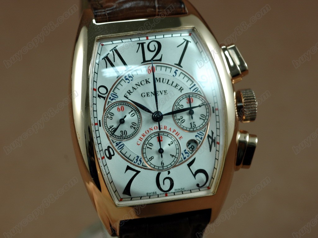 法蘭克穆勒【男性用】Casablanca Chronographe RG/LE White A-7750自動機芯搭載．振頻每小時 28,800 次5