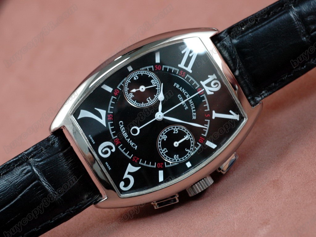 法蘭克穆勒【男性用】 Casablanca Chronograph SS Black Lemania Manual 手上鏈搭載8