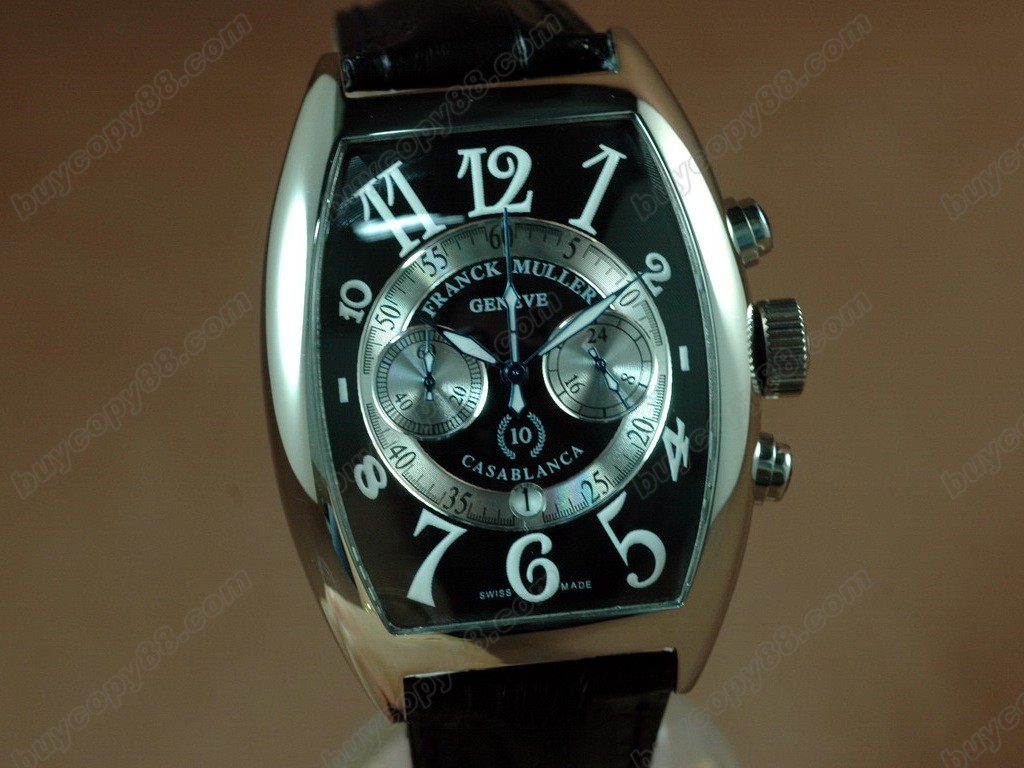 法蘭克穆勒【男性用】 Casablanca Chronograph SS Case Black Dial Black Strap Japan OS20石英機芯搭載 10