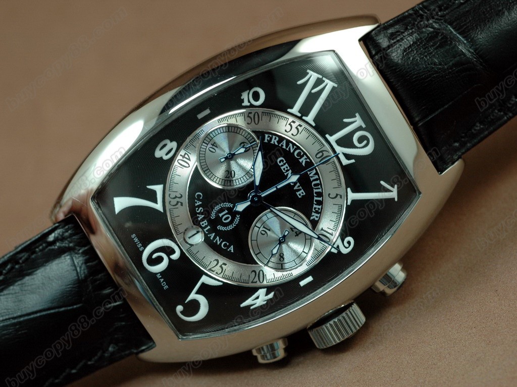 法蘭克穆勒【男性用】 Casablanca Chronograph SS Case Black Dial Black Strap Japan OS20石英機芯搭載 6