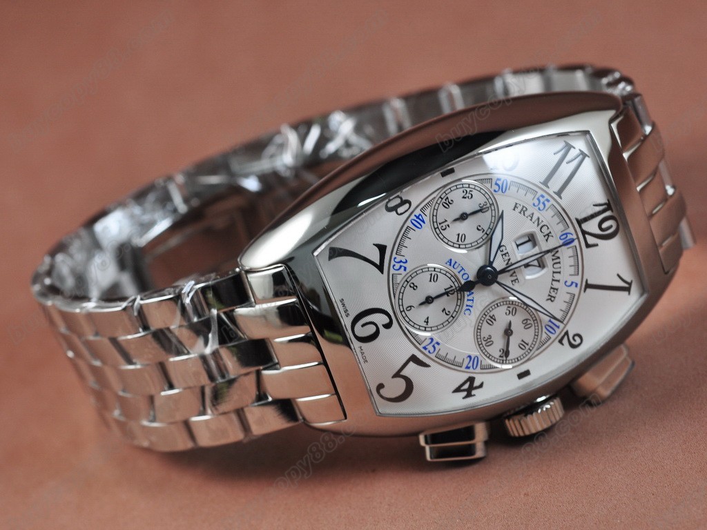 法蘭克穆勒【男性用】Big Date Chrono SS/SS Wht A-7750 自動機芯搭載．振頻每小時 28,800 次2