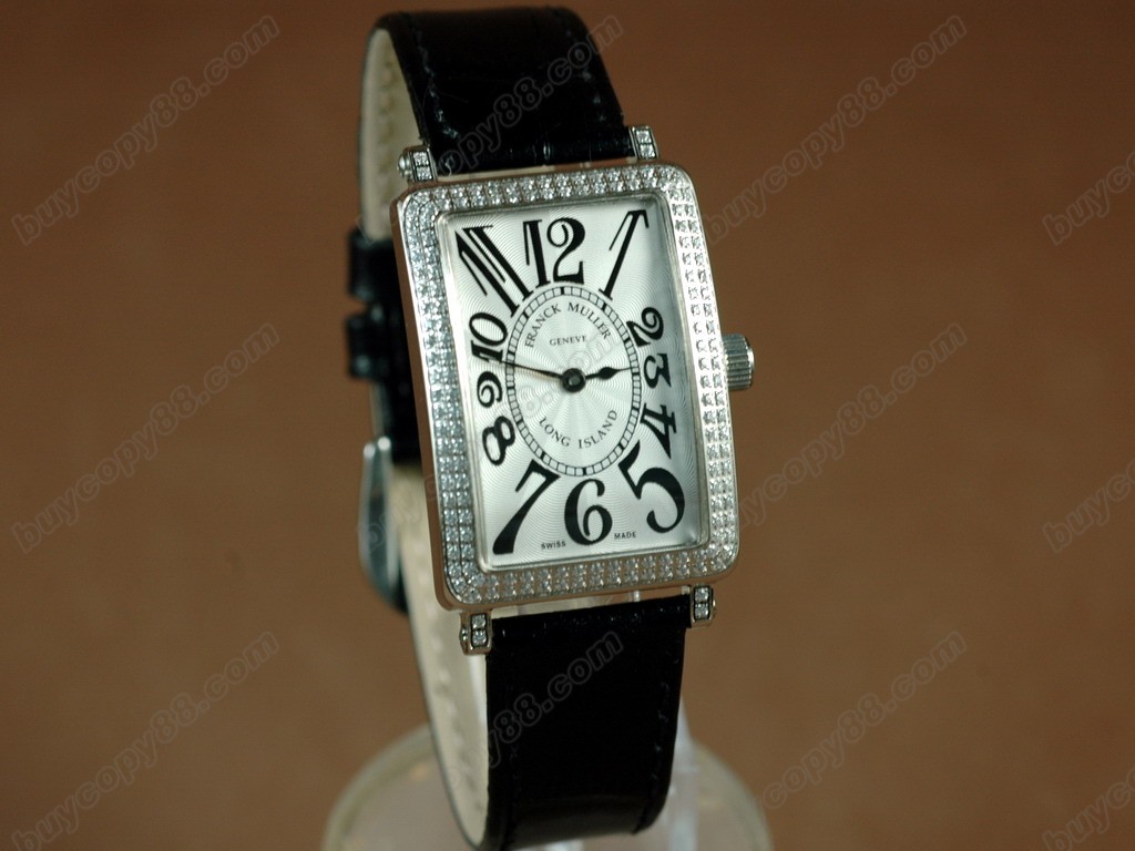 法蘭克穆勒【男性用】Long Island SS Case Diamond White Dial Black StrapSwiss石英機芯搭載　 4