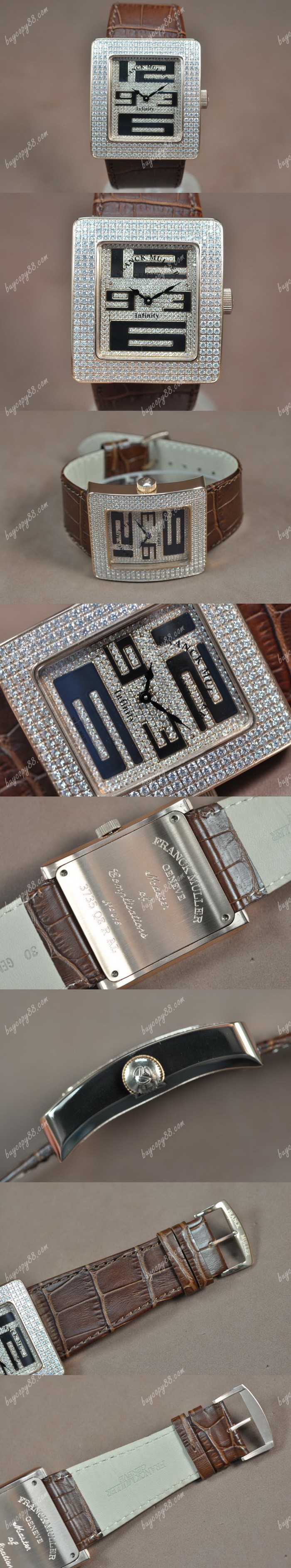  法蘭克慕勒Franck Muller Long Island 玫瑰金/LE Diamond Dial Ronda石英錶0