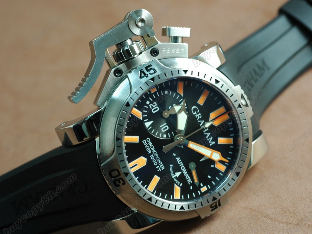 格林漢 【男性用】 Oversize Diver Chronofighter SS Blk A-7750自動機芯搭載0