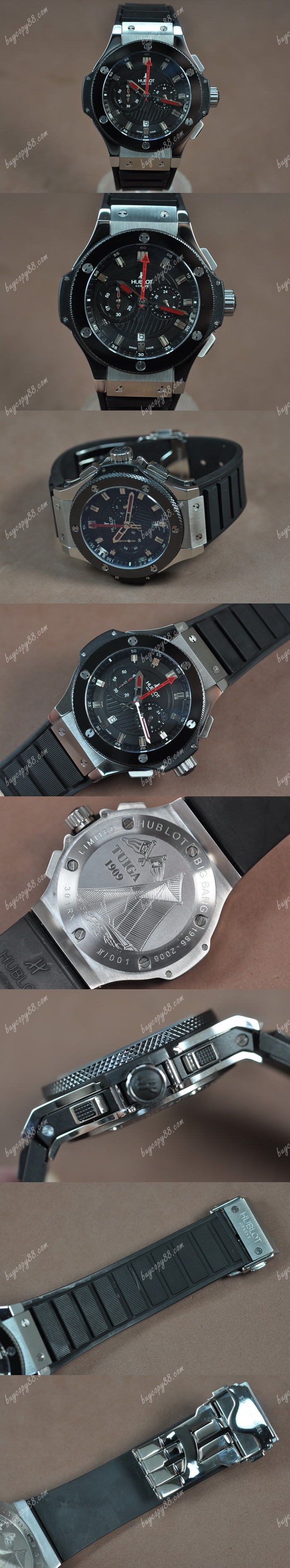  御博Hublot Big Bang SS Ceramic Bel Black J-0S20石英錶0