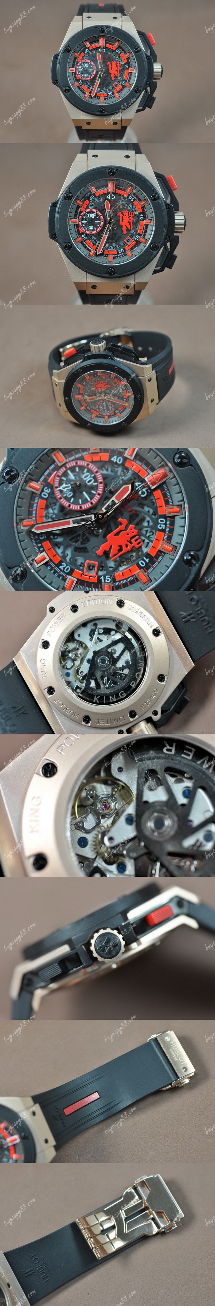  御博Hublot Big Bang King Power Limited 玫瑰金/RU Skeleton dial A-7750自動機芯搭載0