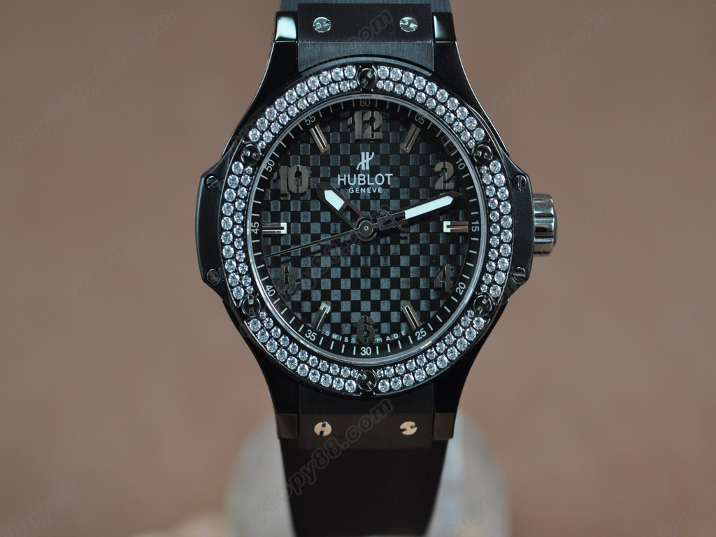 御博 【男性用】 Big Bang 38mm PVD/Ru Diam Bez CF Blk Swiss石英機芯搭載6