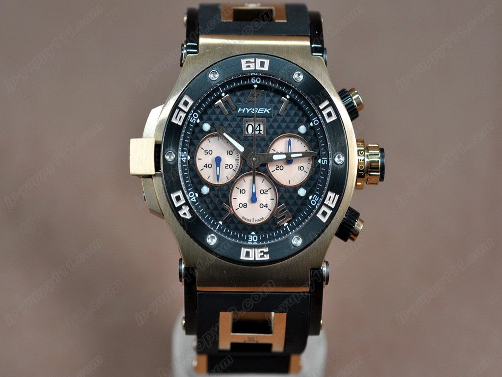 海塞克【男性用】 Big Date Chrono RG/RU Black Asian 7750 自動機芯搭載． 振頻每小時 28,800 次1