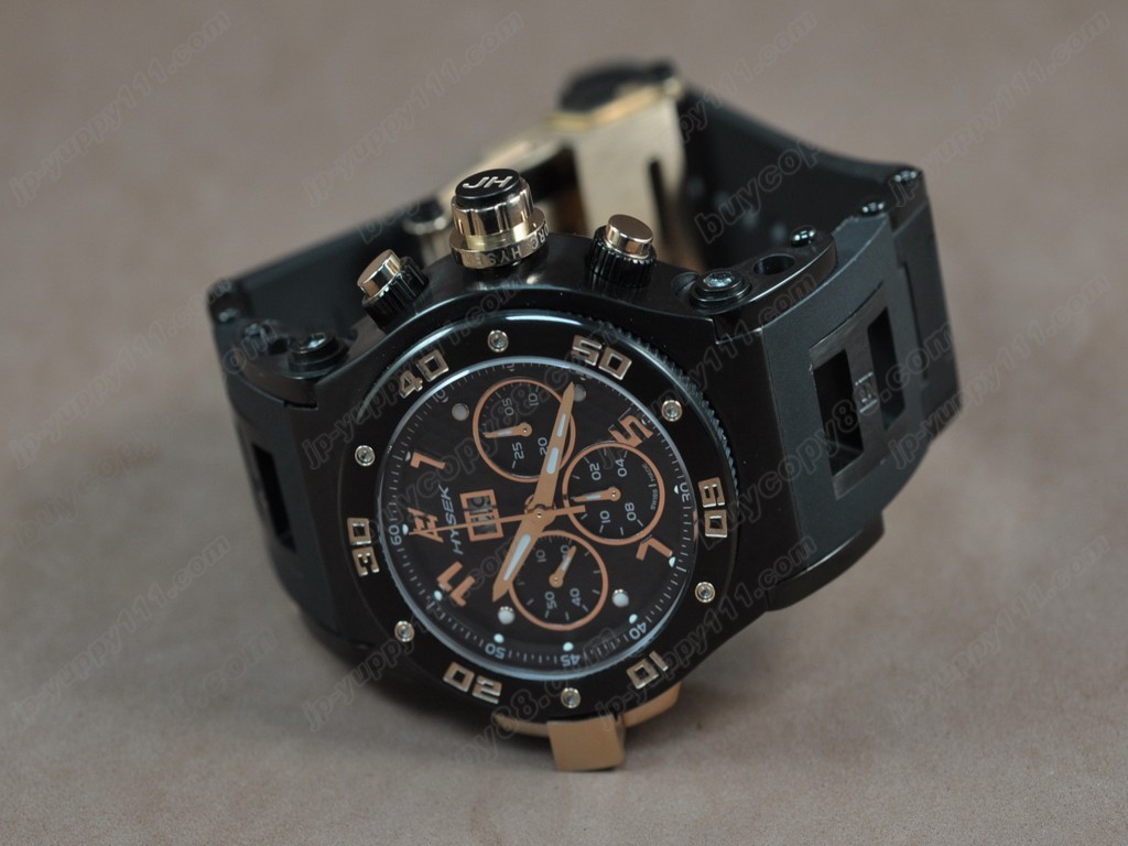 海塞克【男性用】 Big Date Chrono PVD/RU Black Asian 7750 自動機芯搭載． 振頻每小時 28,800 次2