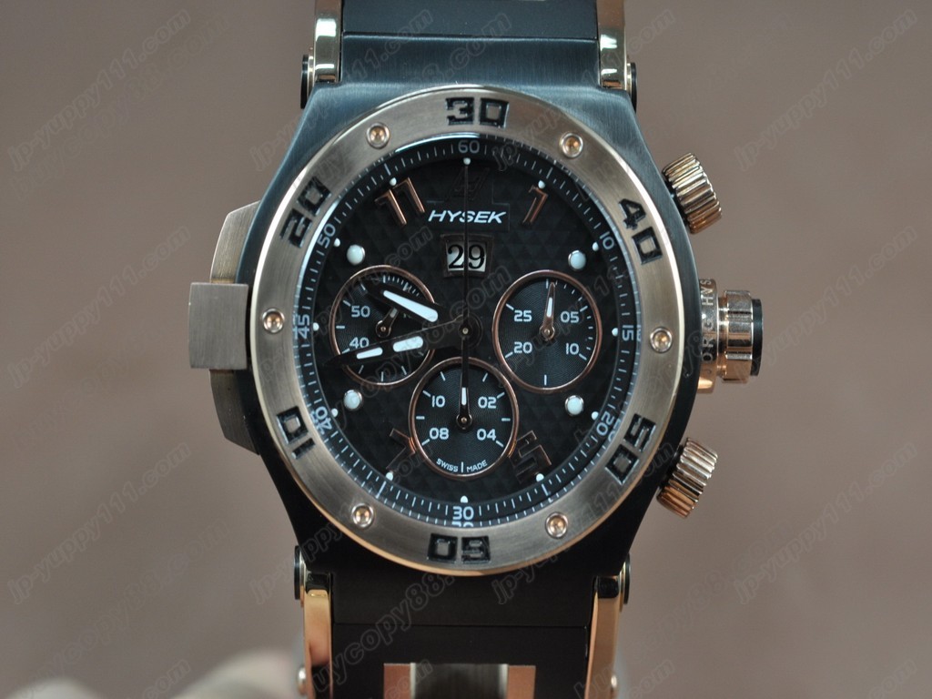 海塞克【男性用】Big Date Chrono PVD/RG/RU Black Asian 7750 自動機芯搭載． 振頻每小時 28,800 次1