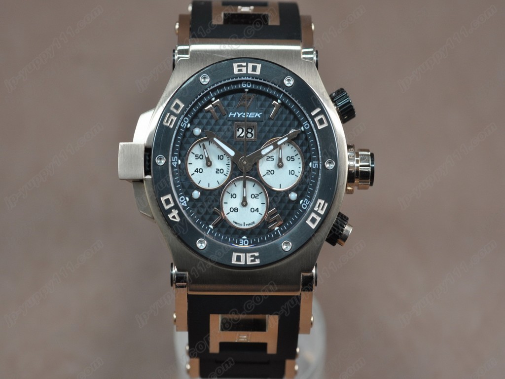 海塞克【男性用】 Big Date Chrono RG/PVD/RU BlackAsian 7750 自動機芯搭載． 振頻每小時 28,800 次0