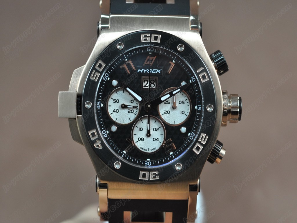 海塞克【男性用】 Big Date Chrono RG/PVD/RU BlackAsian 7750 自動機芯搭載． 振頻每小時 28,800 次1