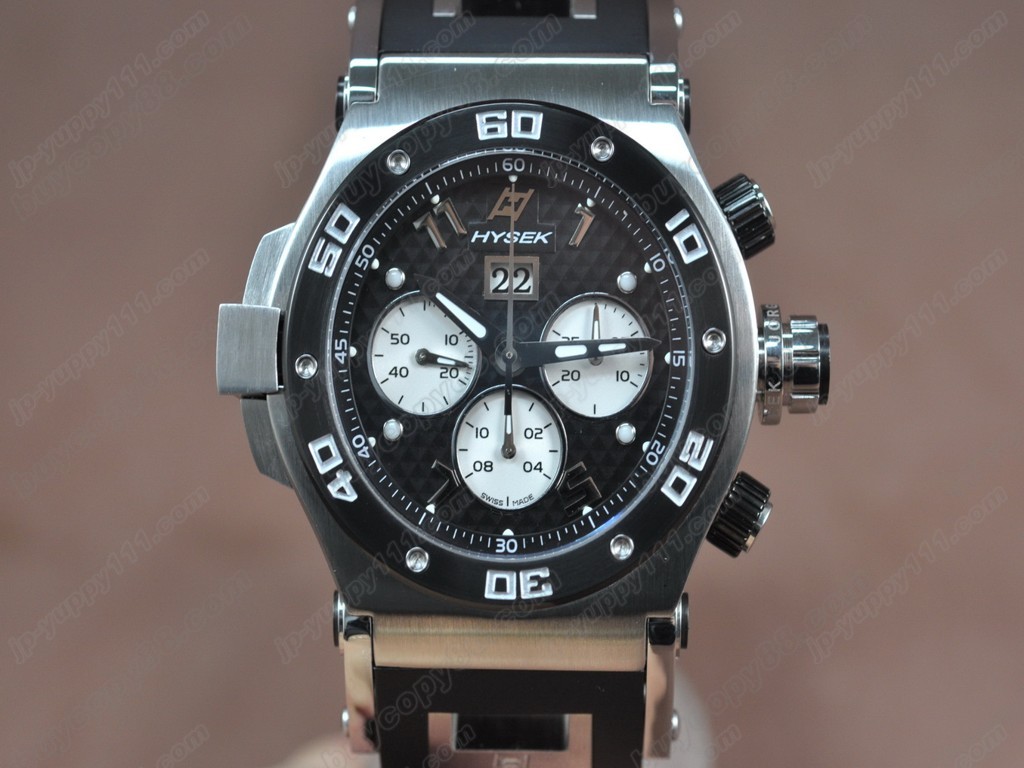 海塞克【男性用】 Big Date Chrono SS/PVD/RU Black Asian 7750 自動機芯搭載． 振頻每小時 28,800 次11
