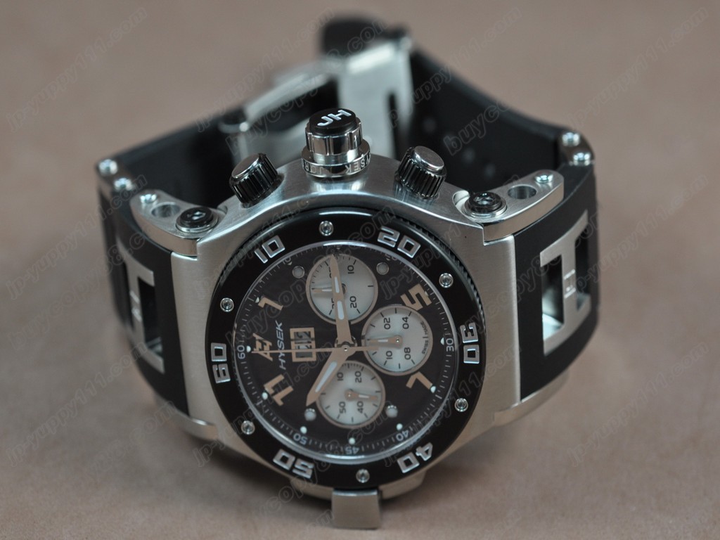 海塞克【男性用】 Big Date Chrono SS/PVD/RU Black Asian 7750 自動機芯搭載． 振頻每小時 28,800 次10