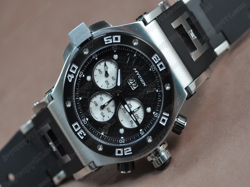 海塞克【男性用】 Big Date Chrono SS/PVD/RU Black Asian 7750 自動機芯搭載． 振頻每小時 28,800 次9