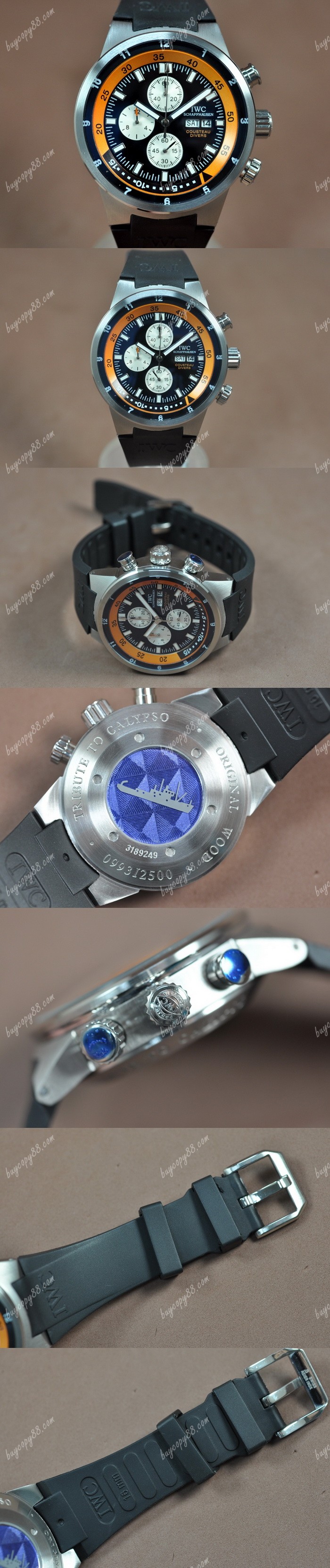 Iwc Cousteau Divers SS/RU Black Dial Jap OS11石英錶0