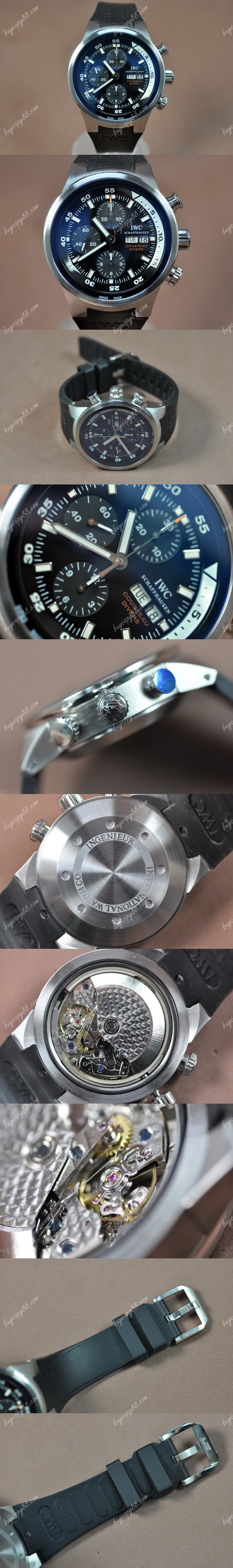 Iwc Cousteau Divers Aquatimer SS/RU Black Dial A-7750自動機芯搭載0