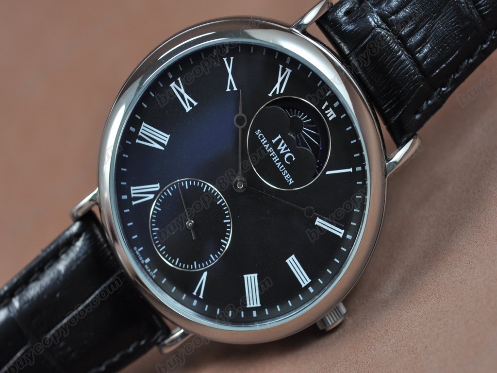 IWC【男性用】Portofino Handwind RG/LE Black Asia 6498 手上鏈搭載0