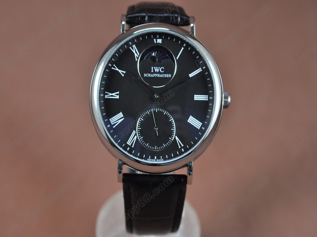 IWC【男性用】Portofino Handwind RG/LE Black Asia 6498 手上鏈搭載2