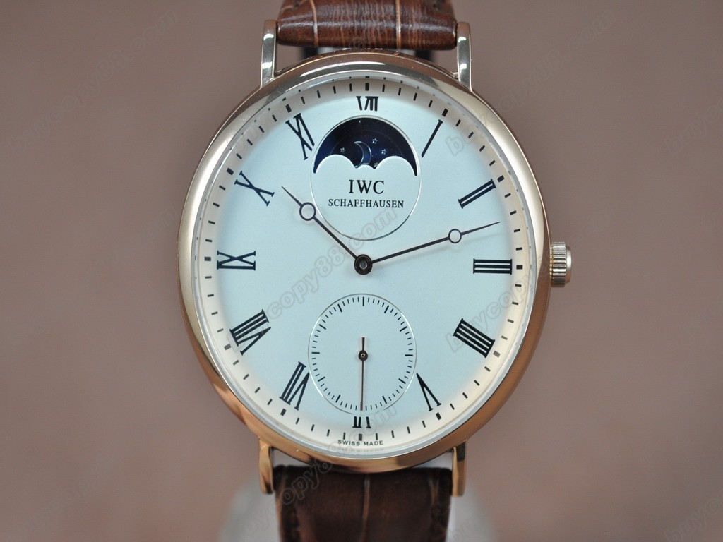 IWC【男性用】 Portofino Handwind RG/LE White Asia 6498 手上鏈搭載2