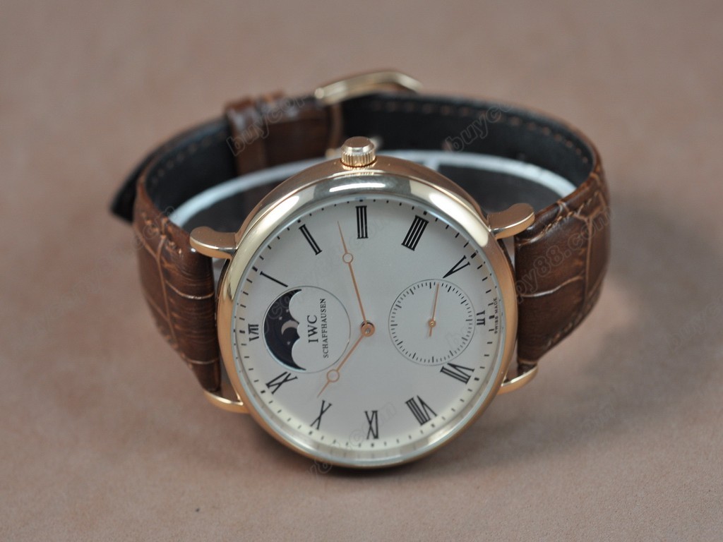 IWC【男性用】 Portofino Handwind RG/LE White Asia 6498 手上鏈搭載0